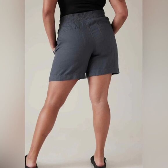 Athleta Voyager Linen Shorts NEW with tags Size 4 Granite Blue - Picture 4 of 15